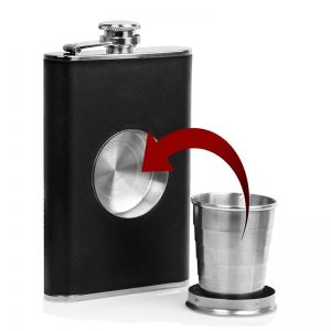 Hip Flask Set with Built-In Cup