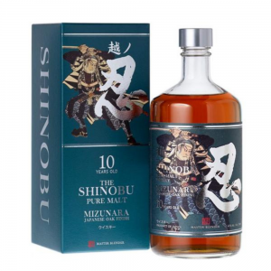 Shinobu Pure Malt Mizunara Wood 10 Year Old, Sherry & Bourbon Cask, Mizunara Finish, 43% whisky bottle